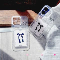Case Ốp điện thoại iPhone Trong đựng thẻ Nơ Hồng Bowknot iPhone 7+/8+/X/XSM/Xr/11/12/13/14/15/Plus/Pro/Promax