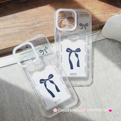 Case Ốp điện thoại iPhone Trong đựng thẻ Nơ Hồng Bowknot iPhone 7+/8+/X/XSM/Xr/11/12/13/14/15/Plus/Pro/Promax
