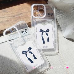 Case Ốp điện thoại iPhone Trong đựng thẻ Nơ Hồng Bowknot iPhone 7+/8+/X/XSM/Xr/11/12/13/14/15/Plus/Pro/Promax