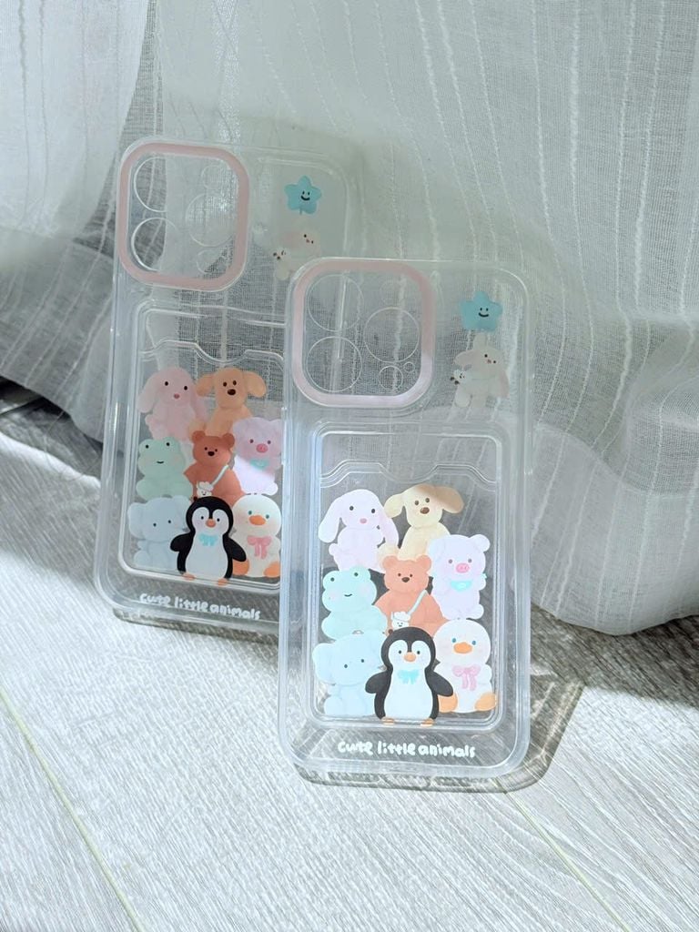 Case Ốp điện thoại iPhone Trong đựng card Cute Little Animals iPhone 7+/8+/X/XSM/Xr/11/12/13/14/15/Plus/Pro/Promax