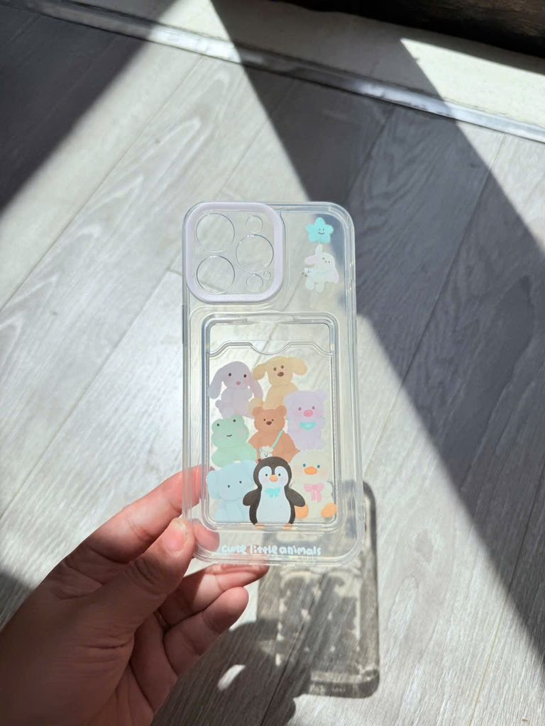 Case Ốp điện thoại iPhone Trong đựng card Cute Little Animals iPhone 7+/8+/X/XSM/Xr/11/12/13/14/15/Plus/Pro/Promax