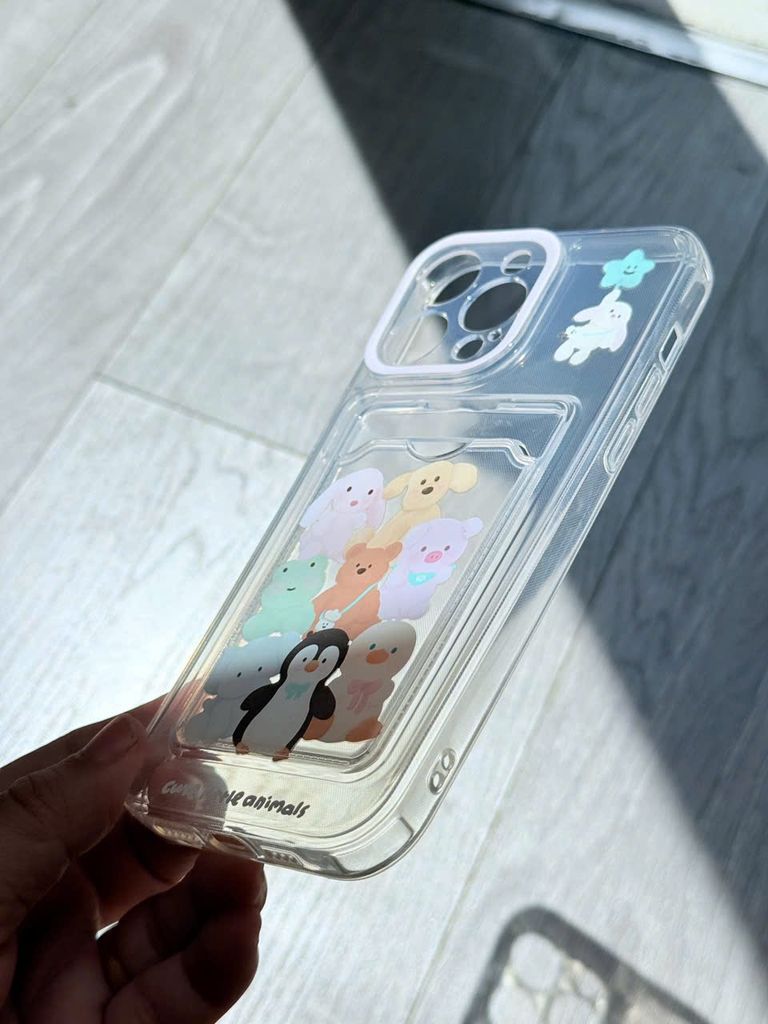 Case Ốp điện thoại iPhone Trong đựng card Cute Little Animals iPhone 7+/8+/X/XSM/Xr/11/12/13/14/15/Plus/Pro/Promax
