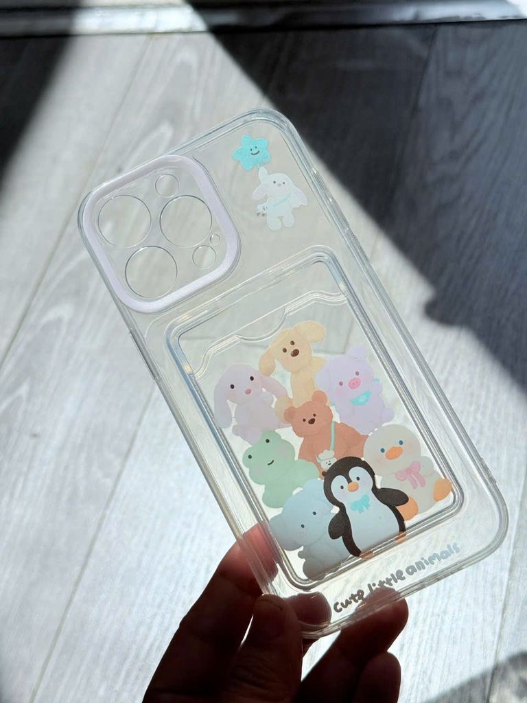 Case Ốp điện thoại iPhone Trong đựng card Cute Little Animals iPhone 7+/8+/X/XSM/Xr/11/12/13/14/15/Plus/Pro/Promax