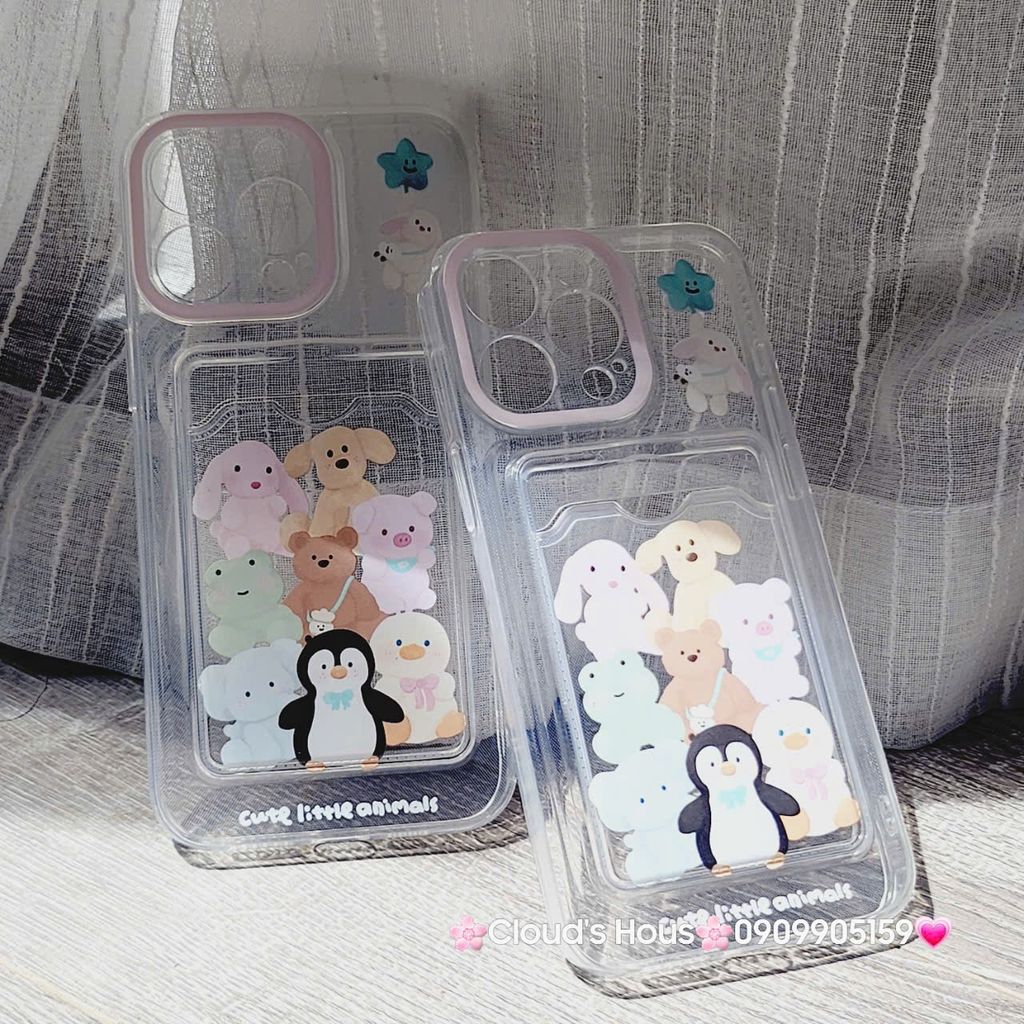 Case Ốp điện thoại iPhone Trong đựng card Cute Little Animals iPhone 7+/8+/X/XSM/Xr/11/12/13/14/15/Plus/Pro/Promax