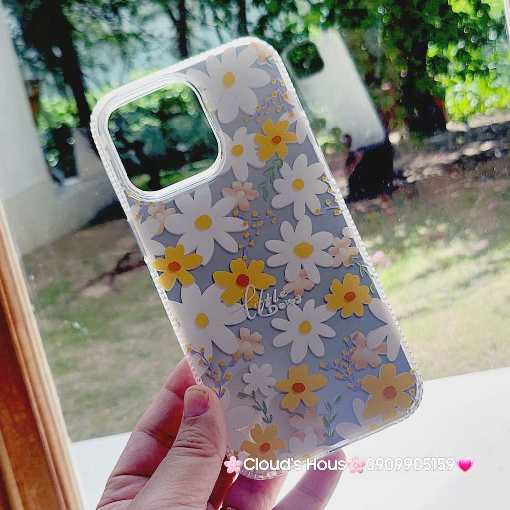 Case Ốp điện thoại iPhone Họa Tiết Hoa Cúc Ánh Bạc iPhone 12/13/14/15/16/Plus/Pro/Promax