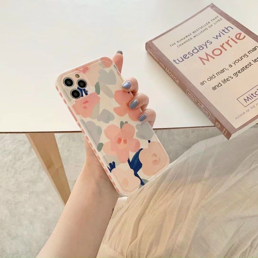 CASE IPHONE HOA Chất Bóng Form Vuông