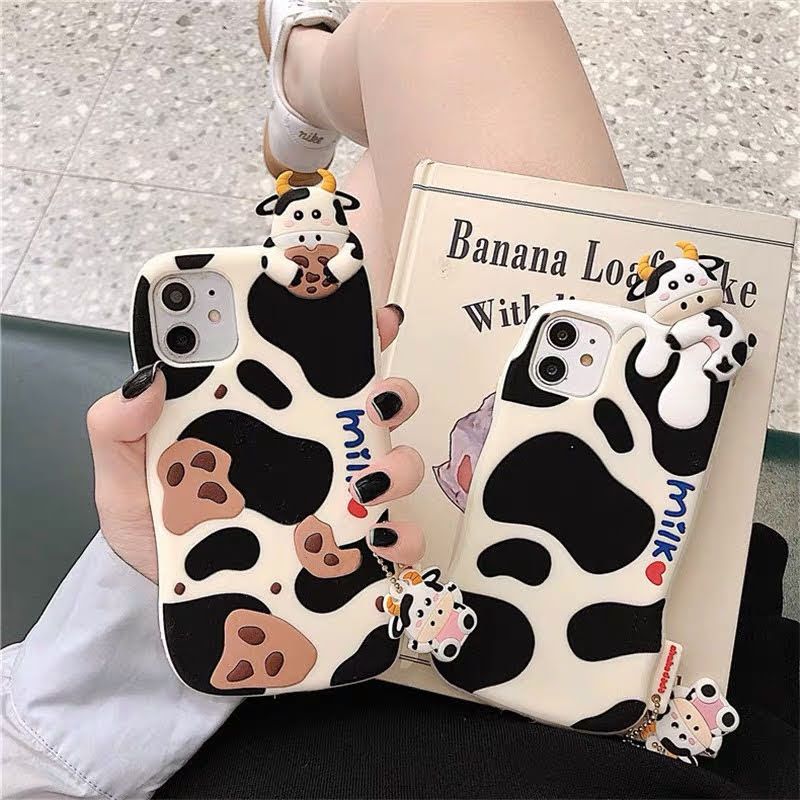 Case Ốp điện thoại iPhone BÒ SỮA SU DẺO nổi iPhone 7/8/Plus/X/Xs/XsMax/11/12/Pro/Promax