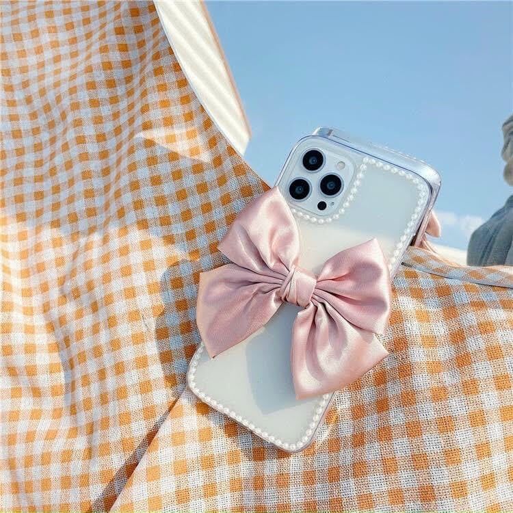 CASE iPhone NƠ VẢI TRONG SUỐT ( 2 mẫu).