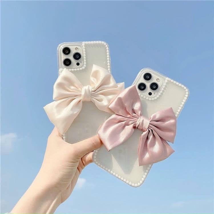 CASE iPhone NƠ VẢI TRONG SUỐT ( 2 mẫu).