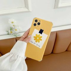 CASE IPHONE HOA Cúc Vàng Thêu Chất Nhám Da