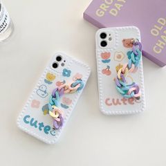 Case Ốp điện thoại iPhone Tua rua Vịt nền trắng và Cá sấu hồng iPhone 7+/X/XSm/11/11Promax/12/12Pro/12Promax