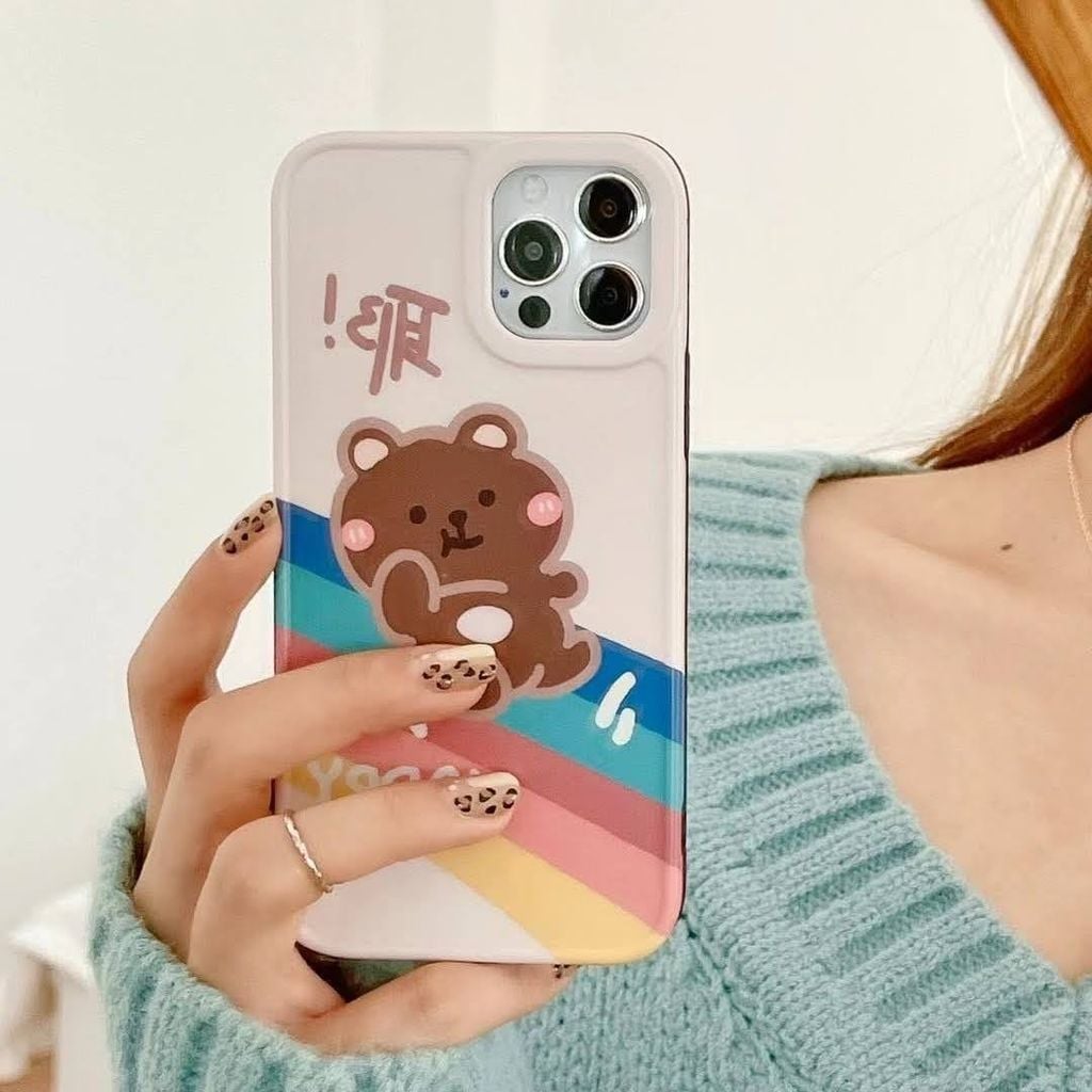 CASE IPHONE NHÁM BÓNG GẤU ANIMAL Form vuông