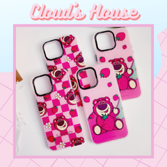 Case Ốp điện thoại Gấu dâu Lotso Chất nhám Hoạ tiết IN 3D iPhone 11/12/13/14/Pro/Promax