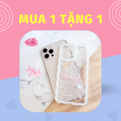 Case Ốp điện thoại iPhone Trong dẻo họa tiết kute viền gợn sóng iPhone 11/12/13/Pro/Promax (Hồng - Đen)