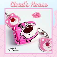 Cover Case Vỏ bảo vệ Airpod Gấu dâu Lotso Làm duyên Kèm móc khoá Airpod 1/2/3/Pro/Pro2