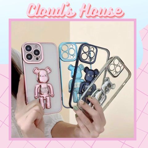 Case Ốp điện thoại Bearbrick Trong dẻo Viền xi 3D nổi iPhone X/Xs/XsMax/11/12/13/Pro/Promax