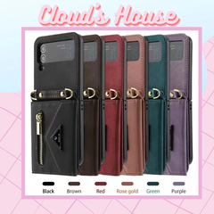 Case Ốp điện thoại Samsung Chất da lộn Kèm ví đựng tiền mini Có dây đeo Sang trọng Samsung Z Flip 3/4