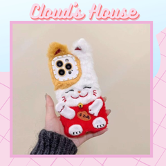 Case Ốp điện thọai iPhone Mèo may mắn Lông Flupfy iPhone 11/12/13/14/Pro/Promax - TẾT