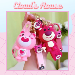 MÓC KHÓA GẤU DÂU LOTSO Đầu To Cute Đáng Yêu (CẦM GẬY)