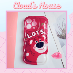 Case Ốp điện thoại iPhone Gấu dâu Lotso Chất Phao Viền gợn sóng iPhone 11/12/13/14/Plus/Pro/Promax