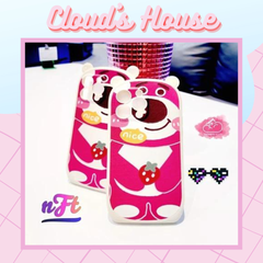 Case Ốp điện thoại iPhone Gấu dâu Lotso Nhám da Tai gấu iPhone 11/12/13/14/Pro/Promax