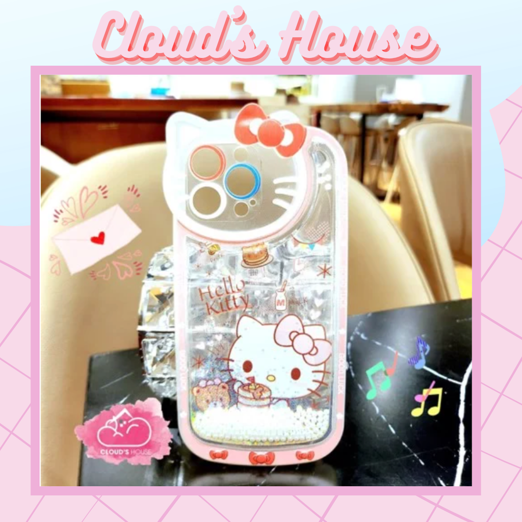 Case Ốp điện thoại iPhone HELLO KITTY Phao nước Bling Bling iPhone 7/8/Xr/X/XSM/11/12/13/Pro/Promax