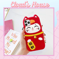 Case Ốp điện thoại iPhone Mèo may mắn Su dẻo Đeo chuông iPhone 7/8/X/11/12/s/sMax/Plus/Pro/Promax - TẾT