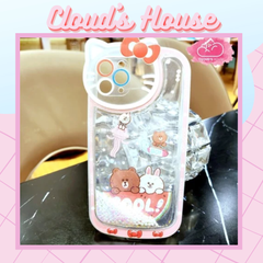 Case Ốp điện thoại iPhone GẤU LINE Phao nước Bling Bling iPhone 7/8/Xr/11/12/13/14/Plus/Pro/Promax