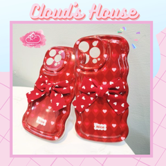 Case Ốp điện thoại iPhone Phao Gợn sóng Nơ đỏ iPhone 11/12/13/14/Plus/Pro/Promax