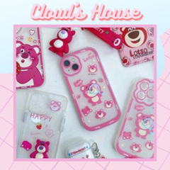 Case Ốp điện thoại iPhone Gấu dâu Lotso Chất dẻo nhám viền vuông iPhone 11/12/13/14/Pro/Promax