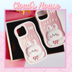 Case Ốp điện thoại iPhone Thỏ Hồng Happy Su dẻo Silicone Chống Shock Chống bẩn iPhone 11/12/13/14/Pro/Promax