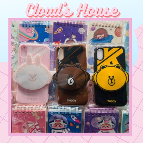 Case Ốp điện thoại iPhone SU DẺO Gấu Line đeo tai nghe