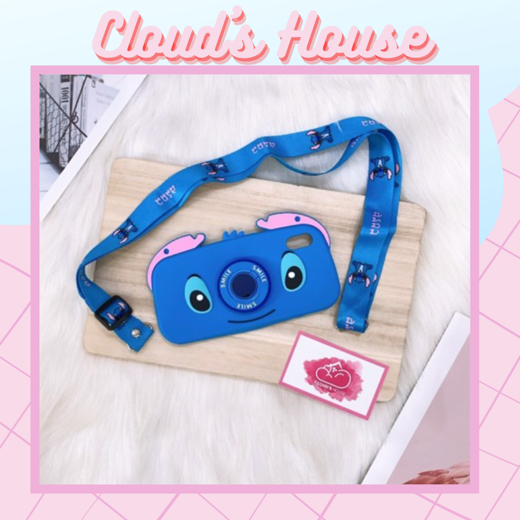 Case Ốp điện thoại iPhone SU DẺO STITCH Camera có dây đeo iPhone X/Xs/XsMax/11/11Promax
