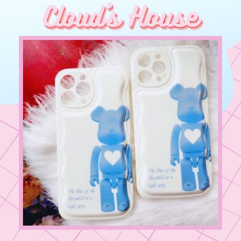 Case Ốp điện thoại iPhone BEARBRICK Trắng Chất phao Viền gợn sóng iPhone 11/11promax/12pro/12promax/13/13pro/13promax/14/14pro/14promax