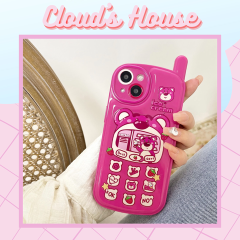 Case Ốp điện thoại iPhone Gấu dâu Lotso Dẻo Chống shock iPhone 11/12/13/14/Pro/Promax