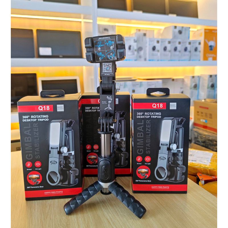 Gimbal Chống Rung Q18 Chuyển Động Theo Khuôn Mặt Tripod Có đèn