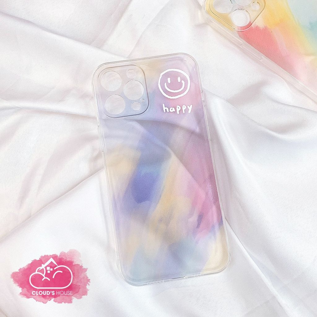 Case Ốp điện thoại iPhone Trong họa tiết ombre Happy - Smile