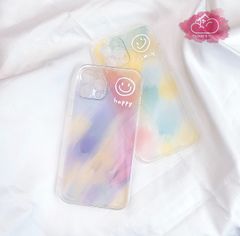 Case Ốp điện thoại iPhone Trong họa tiết ombre Happy - Smile