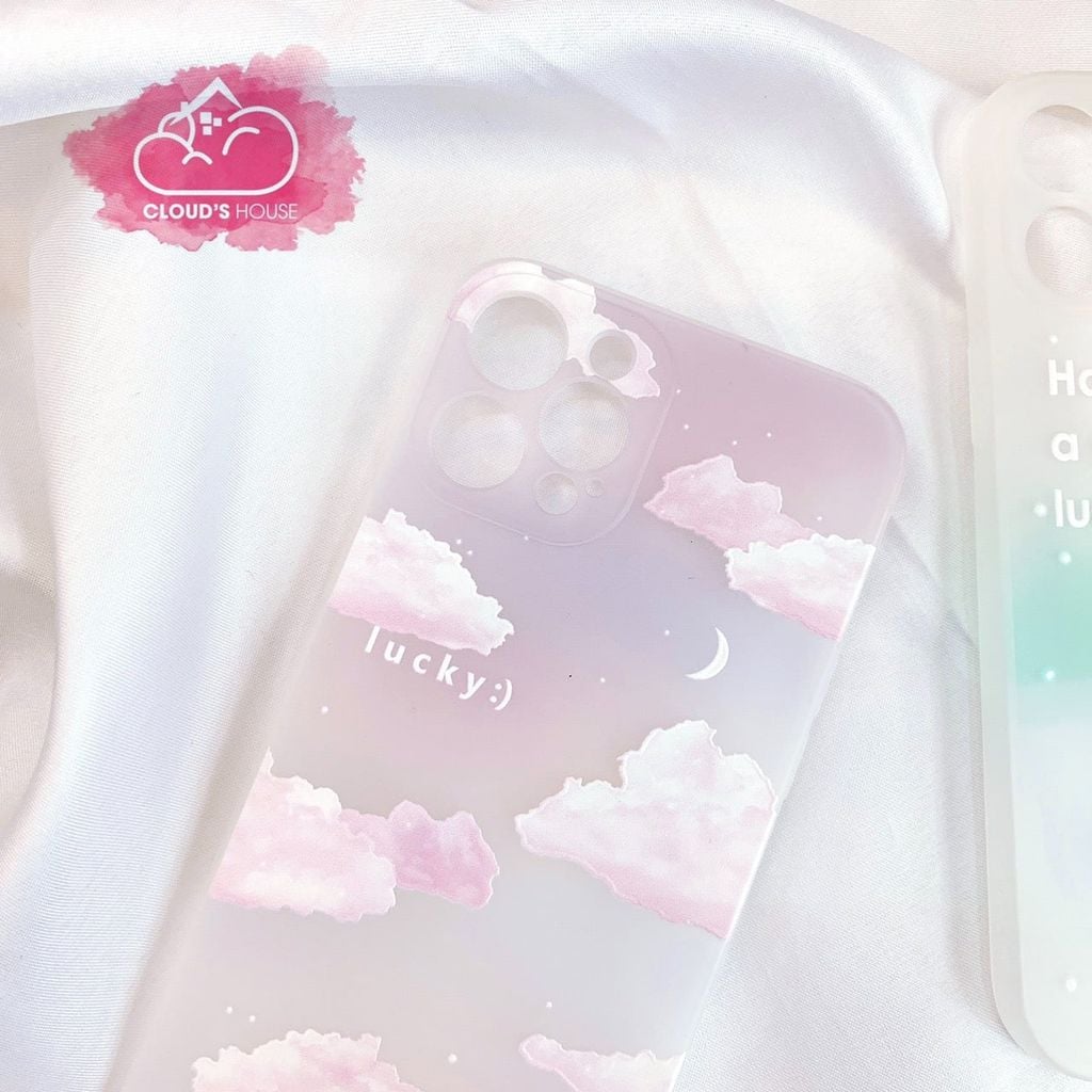 Case Ốp điện thoại iPhone Nhám trong dẻo UMKU Đám mây hồng LUCKY iPhone 7+/X/XS/Xsm/11/12/Plus/Pro/Promax