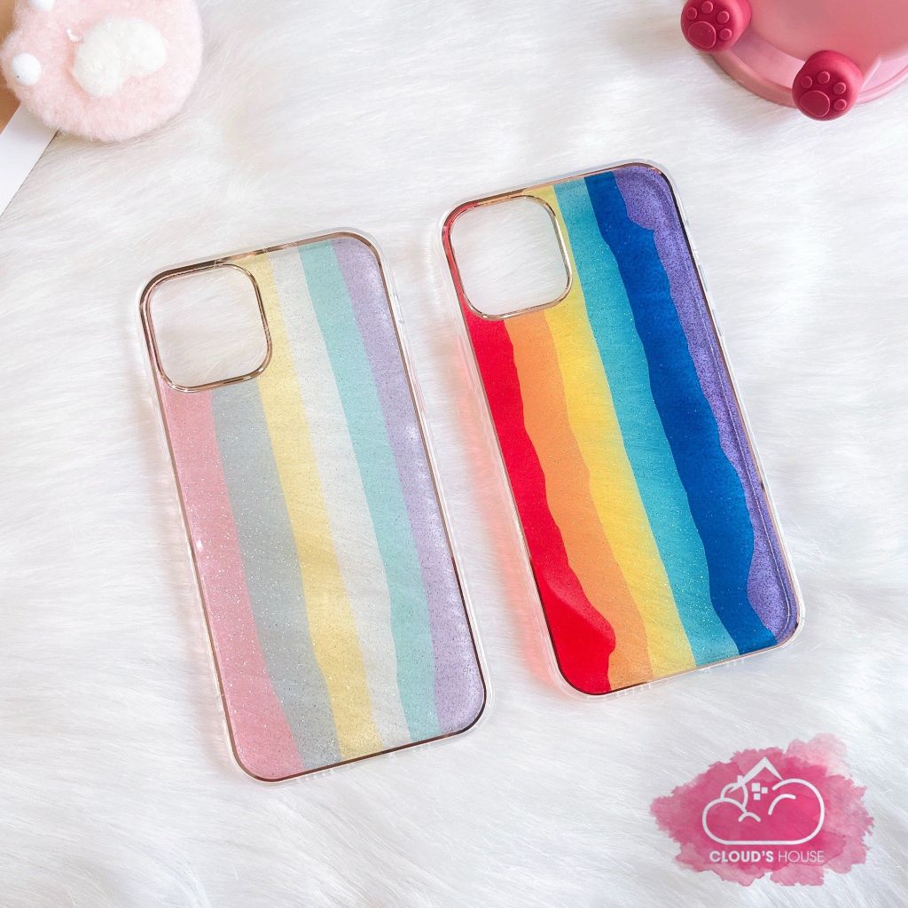 Case Ốp điện thoại iPhone Kim tuyến ombre hologram lưng cứng không vàng