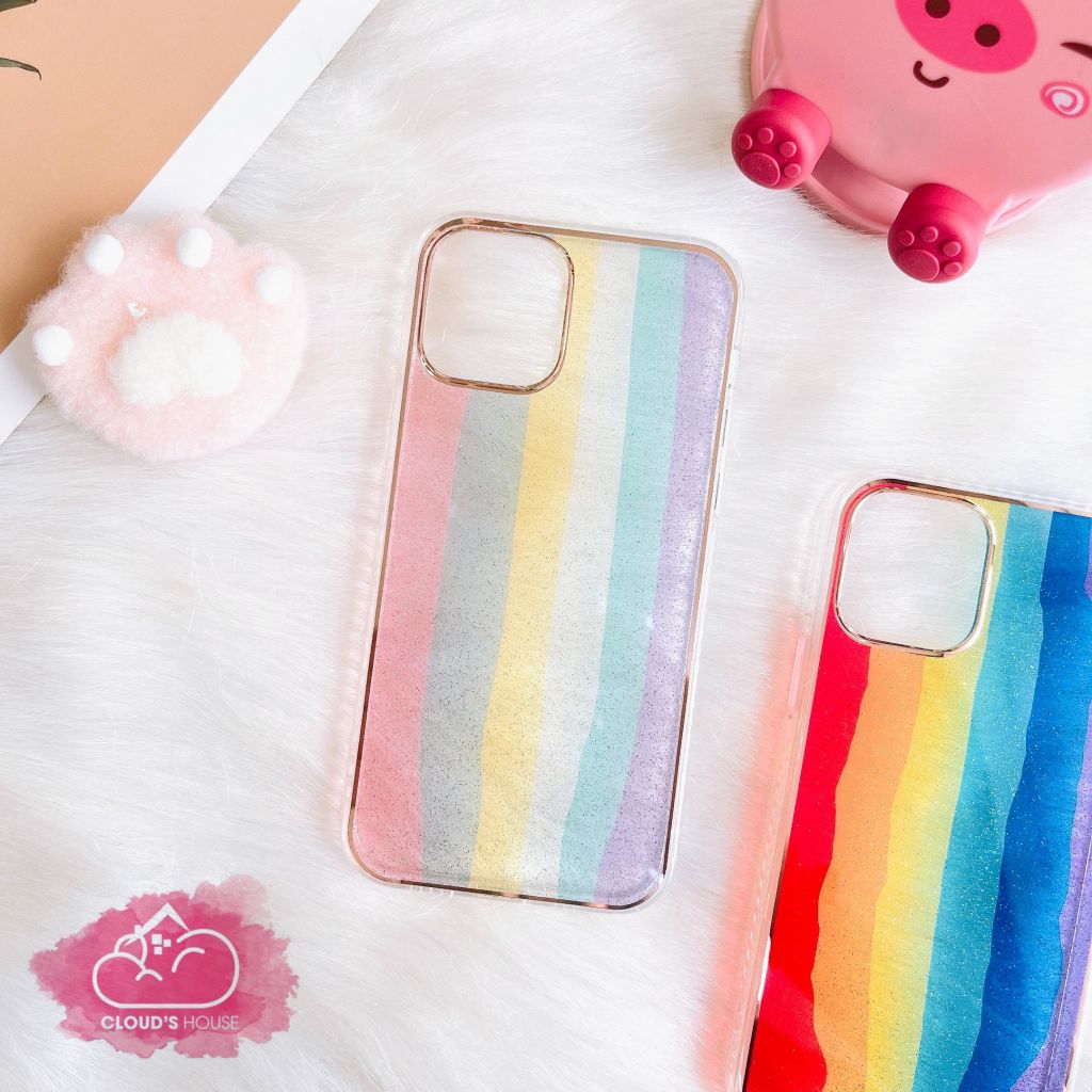 Case Ốp điện thoại iPhone Kim tuyến ombre hologram lưng cứng không vàng