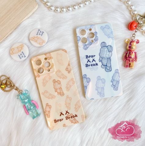 Case Ốp điện thoại iPhone Bearbrick Chất dẻo Form vuông Ánh Hologram Kèm Popsocket iPhone 11/12/13/Pro/Promax