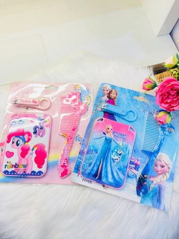 BỘ GƯƠNG LƯỢC Trang Điểm Bỏ Túi CHO BÉ ELSA