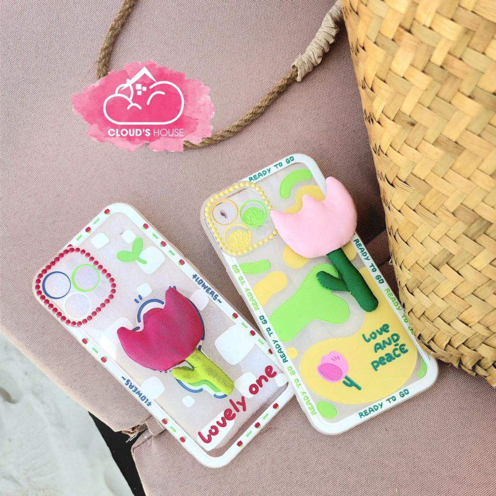 CASE IPHONE ICON NỔI Hoa Vải ( 2 mẫu).