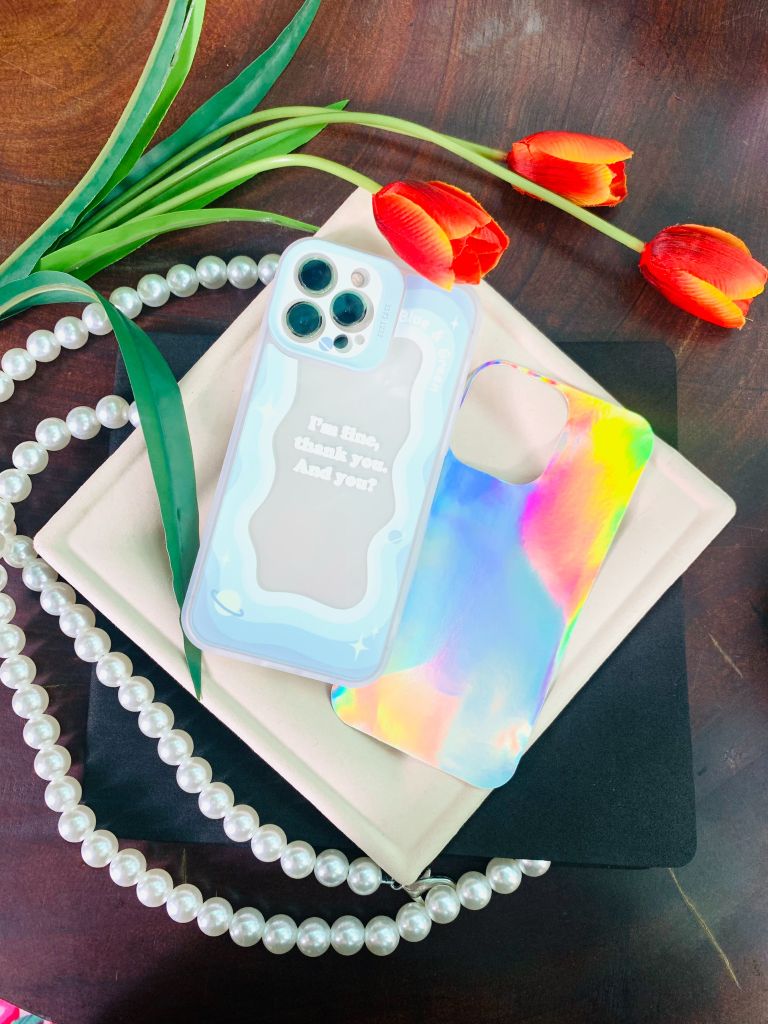Case Ốp điện thoại iPhone Trong giả Gương Tone xanh Hologram 2in1 iPhone 7+/X/XSM/11/12/13/Pro/Promax