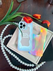 Case Ốp điện thoại iPhone Trong giả Gương Tone xanh Hologram 2in1 iPhone 7+/X/XSM/11/12/13/Pro/Promax