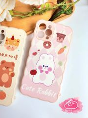 Case Ốp điện thoại iPhone Nhám Da Dẻo Viền Gợn Sóng Gấu & Thỏ ( 2 mẫu)
