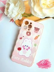 Case Ốp điện thoại iPhone Nhám Da Dẻo Viền Gợn Sóng Gấu & Thỏ ( 2 mẫu)