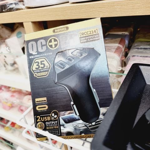 ÔTÔ-CÓC/ TẨU SẠC XE HƠI 35W chính hãng REMAX RCC214 (2 USB-A + USB-C PD18W)
