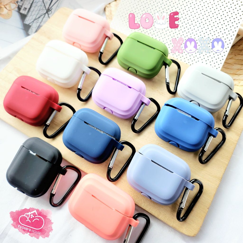 Cover Case Vỏ bảo vệ Airpod SILICONE CHỐNG BẨN màu BASIC + kèm Móc Khóa Airpod 1/2/3/Pro/Pro2